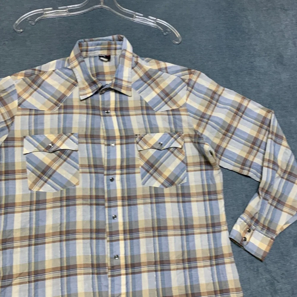 Levi's Western Shirt Men Large Multicolor Plaid Cowboy Rodeo Collared Snap Front